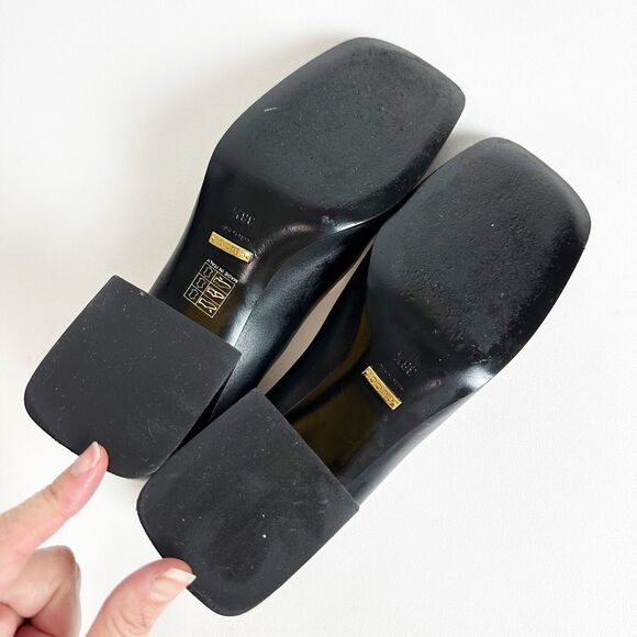 GUCCI Black Baby Bit Horsebit Square Toe Pump 38.5 US 8.5 Leather Block Heel - Picture 14 of 15
